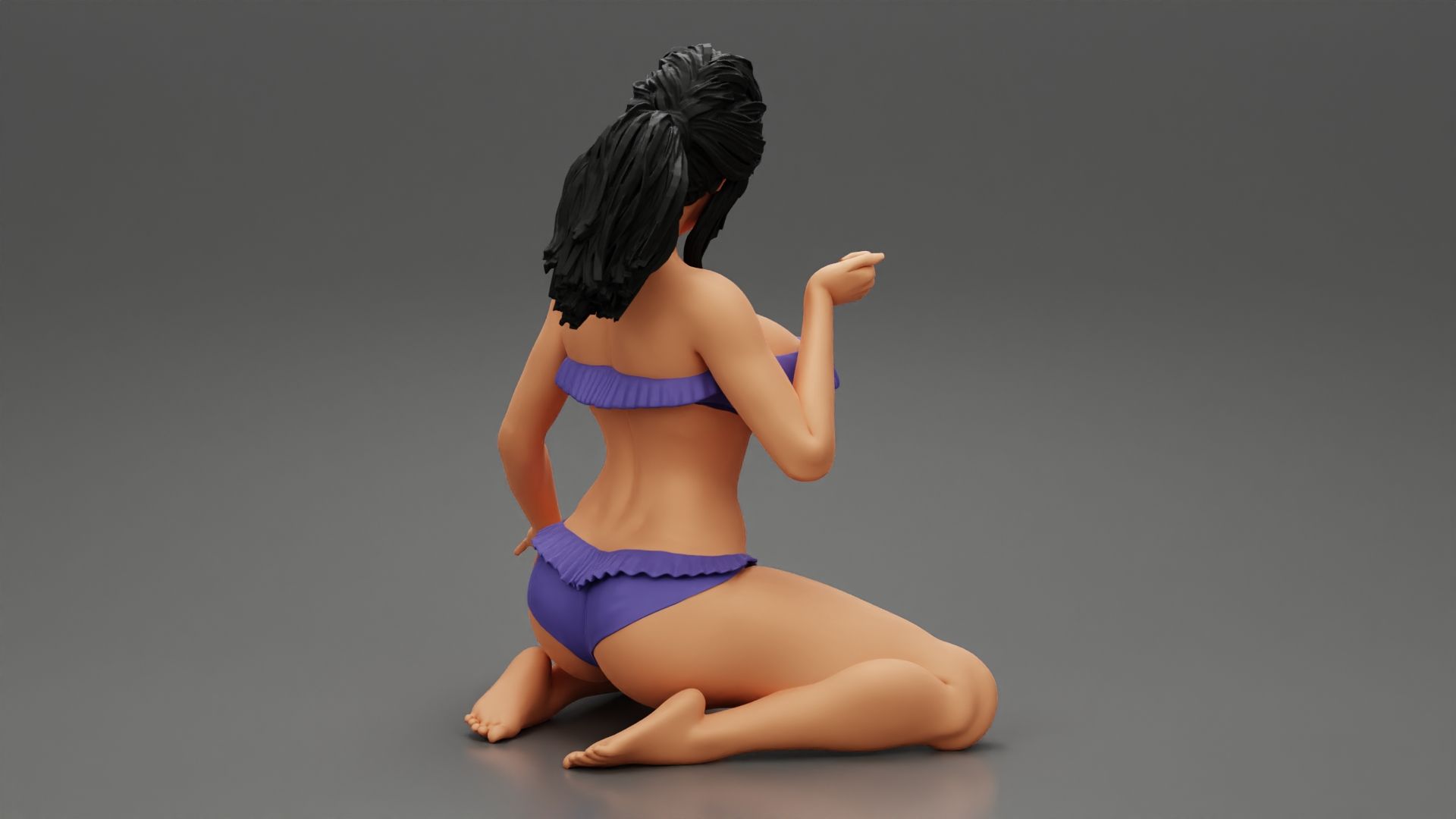 ae oo ae eR 3D file Girl On A Beach Sitting On Her Knees 3D Print Model・3D print design to download, 3DGeshaft