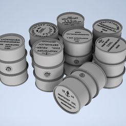 all-barrels.jpg STL file 1/35 ww2 Wehrmacht fuel barrels・3D print design to download