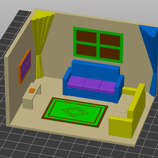 Download free STL file Multicolor Living Room Architectural Model • 3D ...
