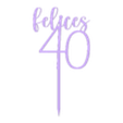 felices 40.4.stl Topper cake happy felices 40.4