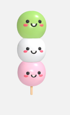 Kawaii Dango Trio - Japanese Sweet 3D Model
