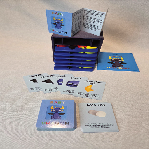 BABY DRAGON CARD GAME PRINT YOU OWN CARDS, GAME PIECES AND BOX