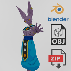 Portada.png Archivo OBJ Bills Beerus Dragon Ball Textured RIgged・Modelo imprimible en 3D para descargar
