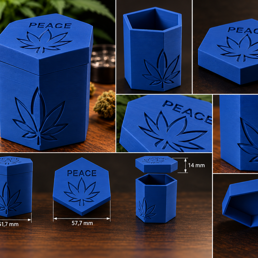 Cannabis PEACE Stash Box – Hexagonal Weed & Herb Container
