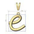 E-lower-case-wire-3d-letter-pendant-charm-05.jpg E Buchstabe Initiale 3d Kleinbuchstaben Draht Anhänger Charme Bügel 3D-Druck Modell