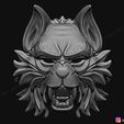 09.jpg Wolf Mask - Japanese Samurai Mask - Oni Tiger Mask - Halloween 3D print model