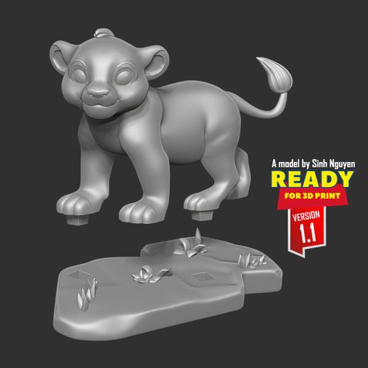 🦁 Young Simba・ 3D File for ・Cults