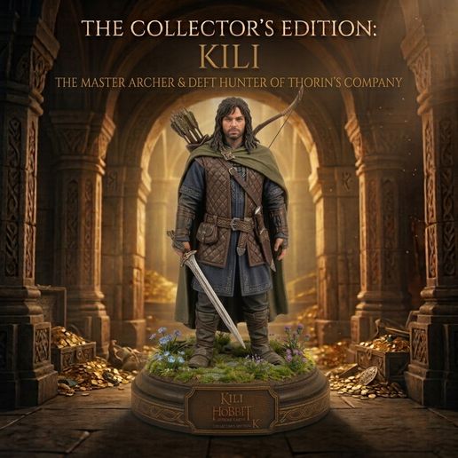 Kili The Dwarf The Hobbit Warrior Archer Statue 3D Model OBJ RAR