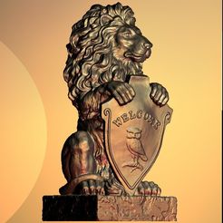 175.jpg Welcome lion blason bust sculpture