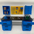 download.png STL file 1:18 Scale Workshop Desk with tools oil cans・Template to download and 3D print