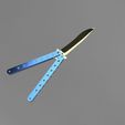 mango de aluminio azul hoja dorada.jpg Butterfly Knife 100% Functional!