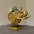 trunk-up-bust-planter-3.png Elephant trunk raised bust planter stl 3d print file