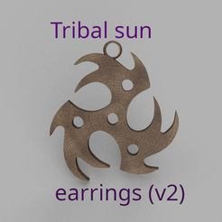 tribal-sun-v2-final.png Free STL file Tribal sun earrings (v2)・Object to download and to 3D print, raimoncoding