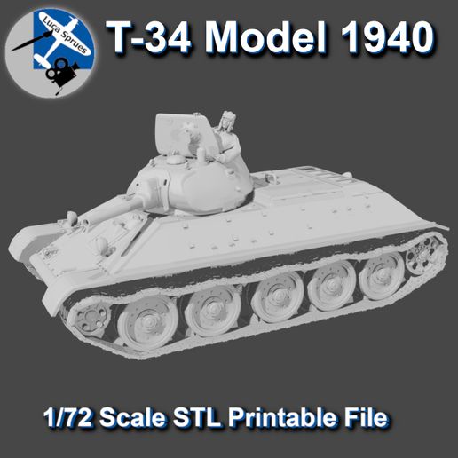 🪖 1/72 Scale T-34/76 Model 1940 – Full STL 3D Printable Kit