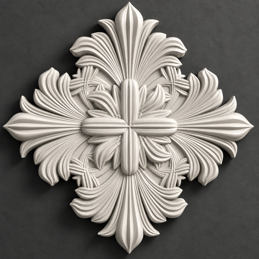 Classical Leaf Rosette STL File For CNC Wood Carving And 3D Printing
