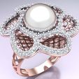 Nhan-luoi-N6682-03.jpg Mesh flower ring -Womens pearl ring - Pearl ring - N6682