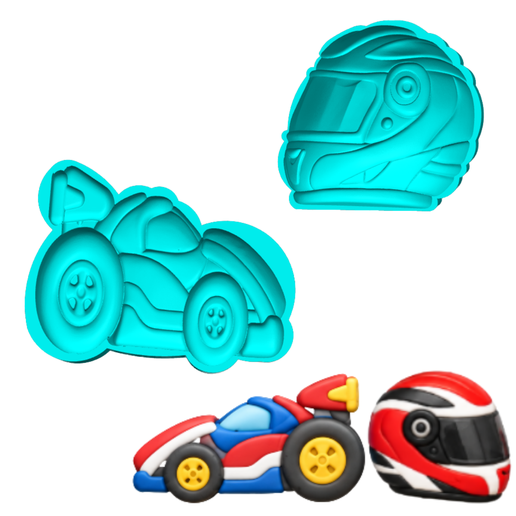 kit 2 ejetor e modelador de doces - veiculo e capacete F1