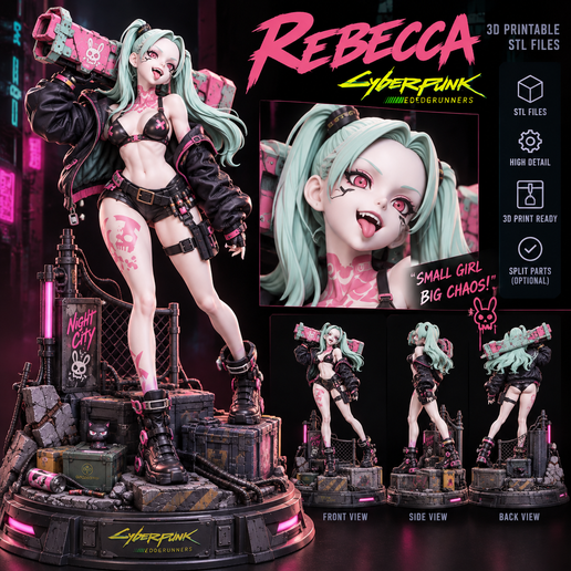 Rebecca – Cyberpunk Edgerunners | Cyberpunk Diorama STL