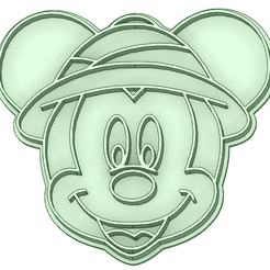 Mickey-Safari-2_e.png STL file Mickey cara 1 safari cookie cutter・3D printing model to download
