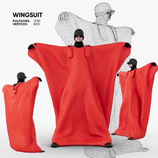 Wingsuit Flyer Low Poly