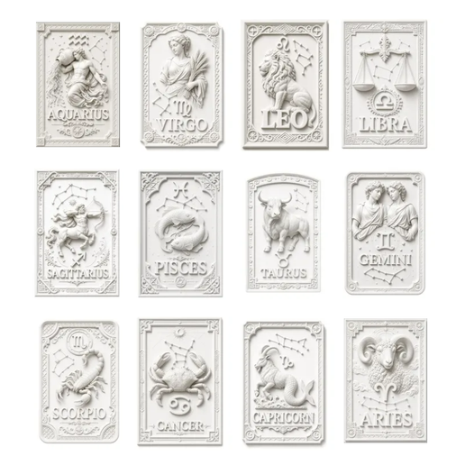 12 sculptures - Doce esculturas rectangulares con relieve - Zodiaco - Astrología - Signos Zodiacales Volumétricos