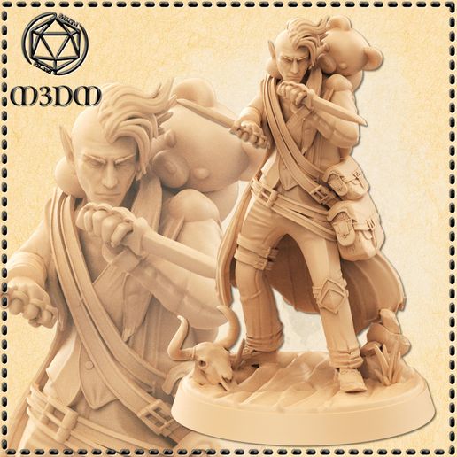 ♂️ Male Elf Raider (Action) 2 Versions・ STL File for 3D printing・Cults