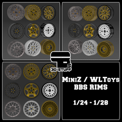 MiniZ-WLToys-Rims-BBS-1.png STL file 1:28 RC - BBS Rims for MiniZ / WLToys (AWD)・3D printer design to download