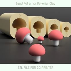 1.jpg 3D file Polymer Clay Mushroom Bead Roller, Mushroom Earrings, Custom Bead Roller, Bead Making Tool・3D printing template to download, craftunicutters