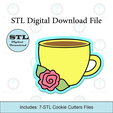 Etsy-Listing-Template-STL.png Floral Coffee Cup Cookie Cutters | STL File
