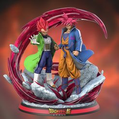 Preview1.jpg Fichier 3D Son Goku et Vegeta Bejita Super Saiyan God・Design pour imprimante 3D à télécharger
