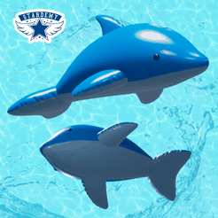 dolphin01.png STL-Datei Dolphin Pool Inflatable Toy Float Miniature Nendoroid Figma・Design für 3D-Drucker zum herunterladen