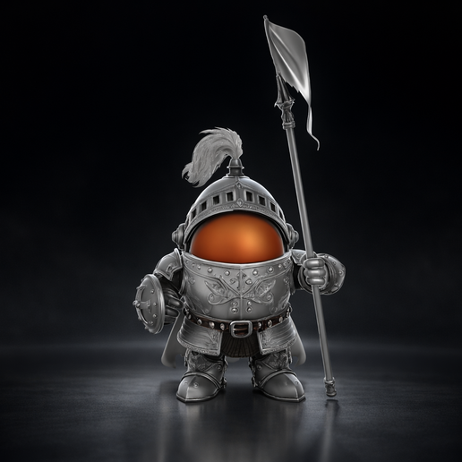 Medieval Knight Easter Egg 3D Print – Armored Warrior Egg with Spear and Shield – Fantasy Easter Decor