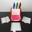 IMG_3204.jpg STL/3MF files for Sticky Notes Organizer with stencils and pen holder. Desk organizer.