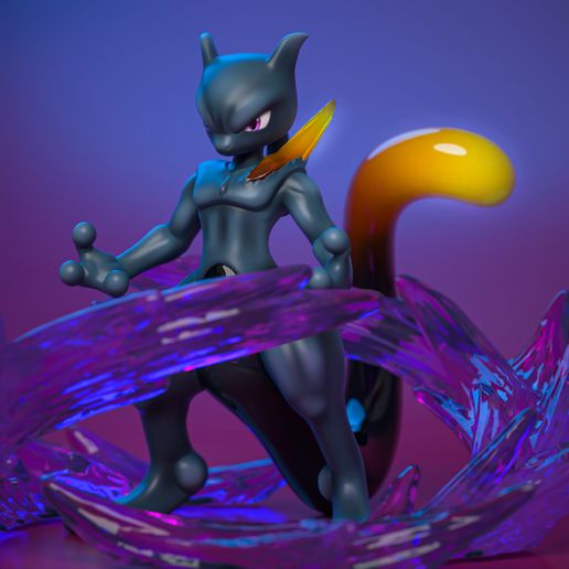 High Quality Shadow Mewtwo Miniature - 3D Printable STL Model For Tabletop Gaming and Display