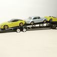 IMG_20230807_224212.jpg 1/64 Scale Greenlight Matchbox Hotwheels 3 CAR TRANSPORT Gooseneck Trailer Truck Transport
