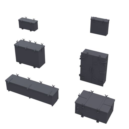 Set of Japanese Amunition and tool boxes – Resin Printable Scale Model 1:100