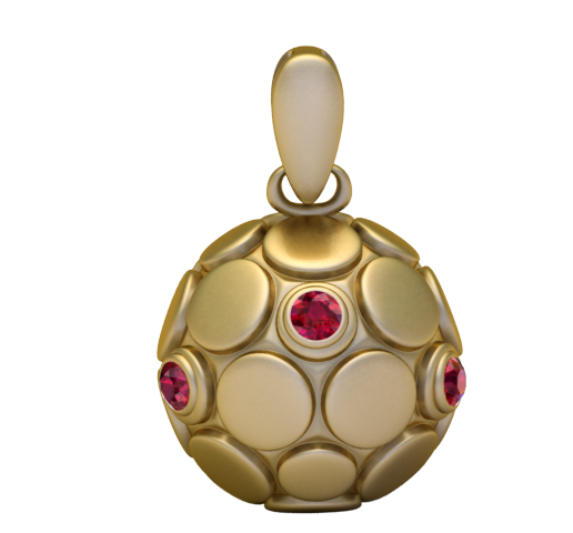 Orbital Ruby Sphere Pendant  Modern Gold 3D Printable Jewelry Model