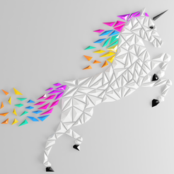 Geometric_unicorn.png Fichier 3D gratuit Art mural licorne géométrique・Plan pour imprimante 3D à télécharger
