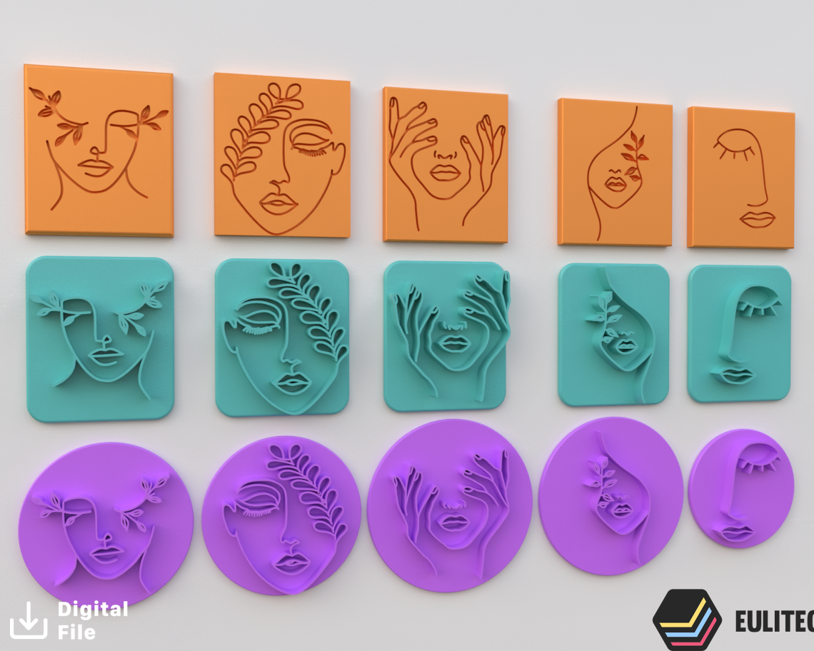 diseño-stamps-face2.png STL file STAMP FOR POLYMER CLAY PRINTED IN 3D-3D PRINTED POLYMER CLAY STAMP- SILHOUETTES OF FEMALE FACES-LORREN3D・3D printing design to download, EULITEC