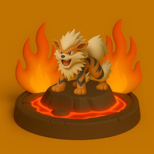 🐉 Pokemon battle style Arcanine #059・ STL File for 3D printing