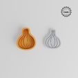 product_1059-02_overview.jpg Garlic Shape Cutter & Stamp Set, 3 Size Cookie & Fondant Tool, Aromatic Bulb, Organic Veggie Design