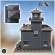 4.jpg Western saloon with awning entrance, tiered balcony, tile roof and accessories (3) - Cowboy USA America ACW American Civil War History Historical