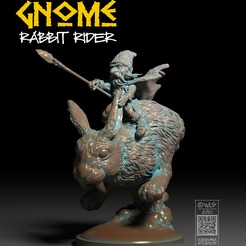 AD_Miniatures_13.png Gnome lapin cavalier, miniature ou figurine de fantaisie