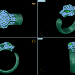 oke.PNG Файл STL Golden panther ring with diamond・Модель 3D-принтера для скачивания
