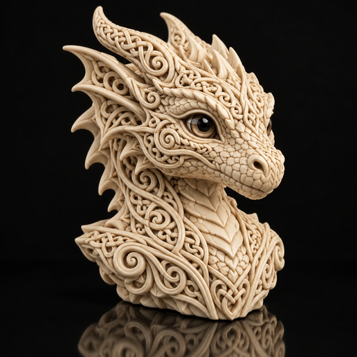 Intricate Celtic Dragon Bust