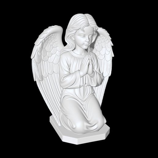 Praying Angel Statue STL 3D Print Model  Religious Kneeling ... - 3D model önizlemesi