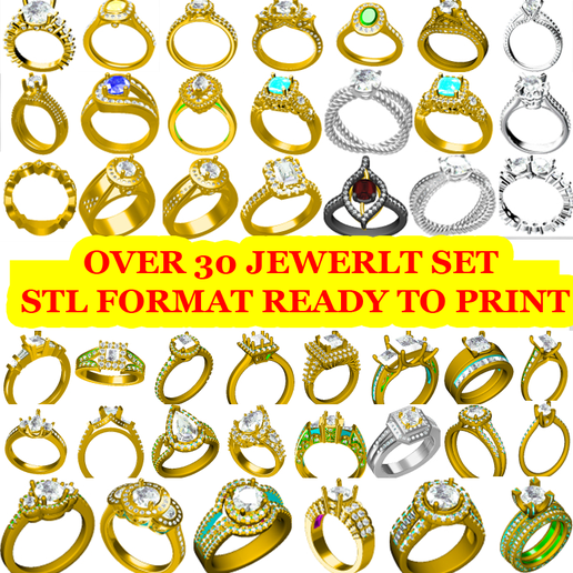 Over 30 Jewelry Set STL Ready for 3D Print 3D model