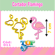 FLAMINGO.png Cortador Flamingo, Para pasta americana, Pasta de leite em Pó, Massa Biscuit
