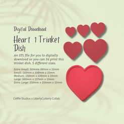 Cover-7.png Heart Trinket Dish STL File - Digital Download -5 Sizes- Homeware, Boho Modern Design