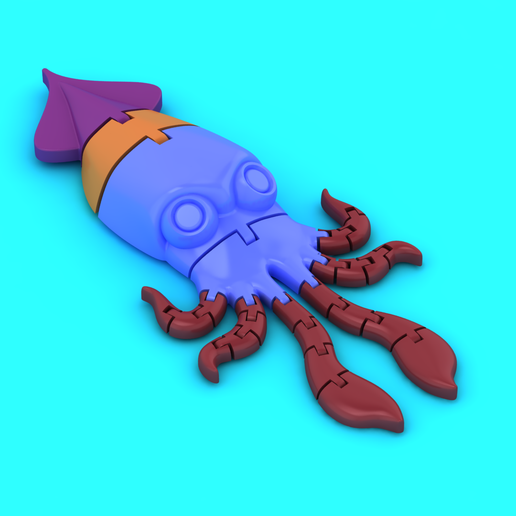 Articulated Flexi Squid - Print-in-Place Toy